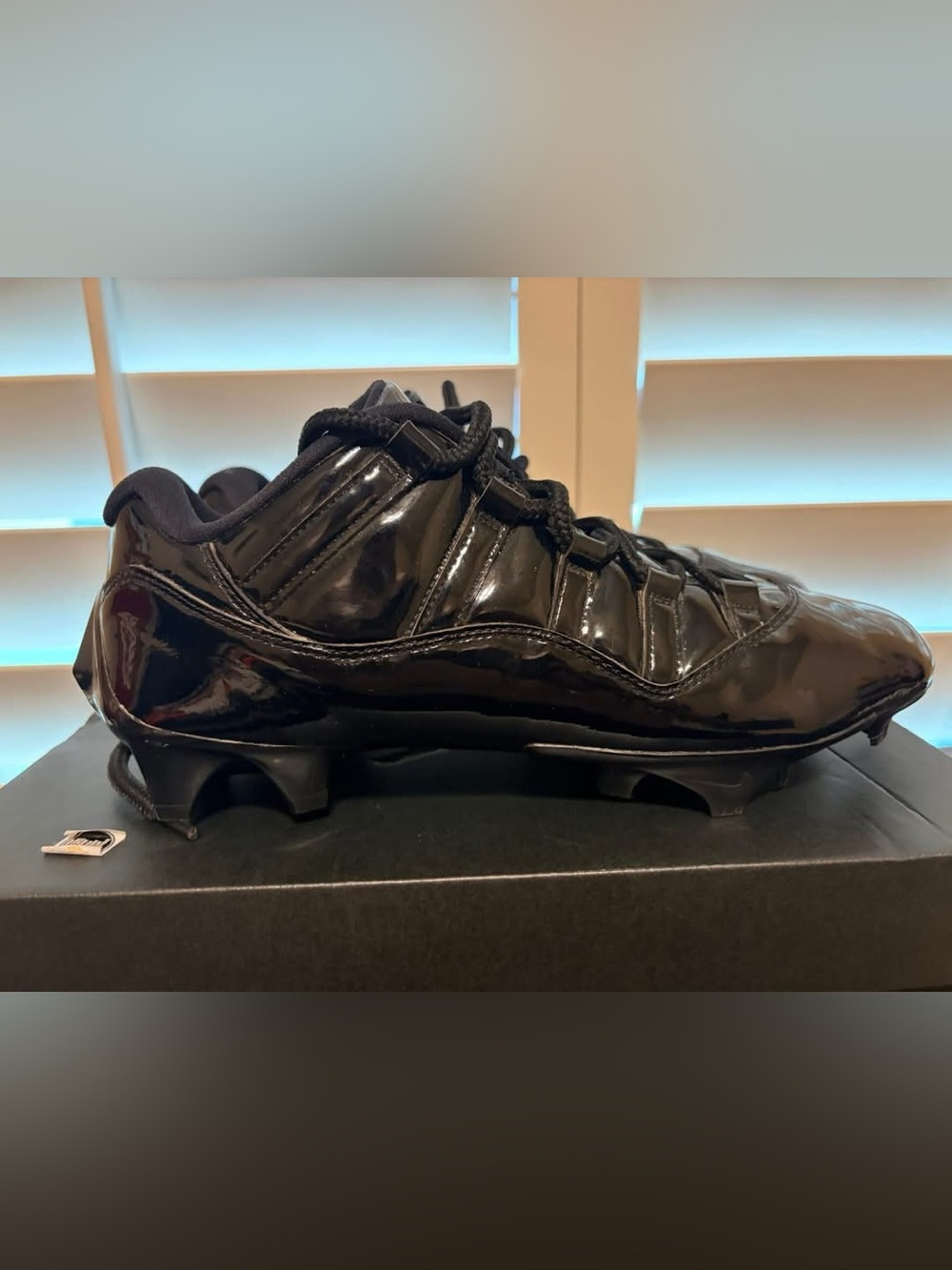 Jordan Men's Black Patent Leather Football Cleats